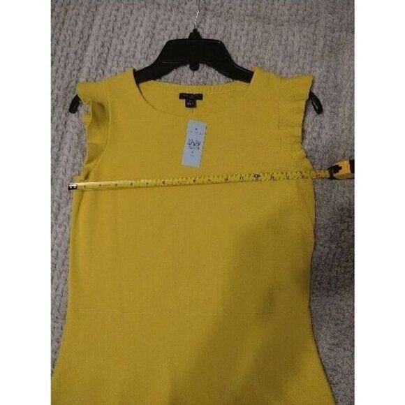Ann Taylor Ruffle Sleeve Dress Mustard Md Boho,Party,Feminine,Cottage Core - Picture 9 of 10